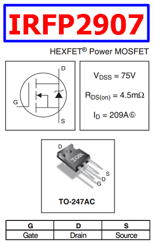 IRFP2907 Datasheet Vdss 75V HEXFET MOSFET IR