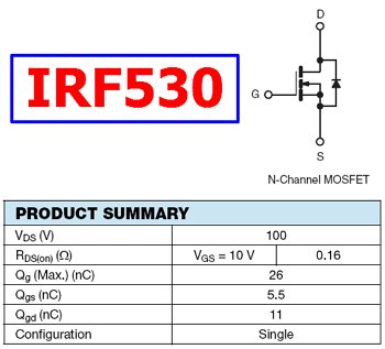 IRF530 Datasheet PDF Vds 100V 14A Power MOSFET