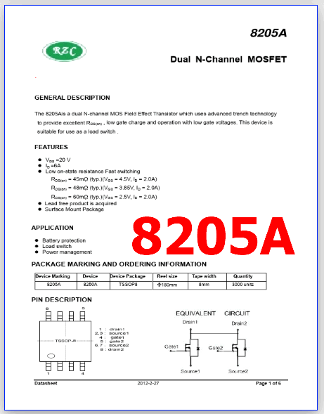 A Pdf Datasheet V A Dual N Channel Mosfet