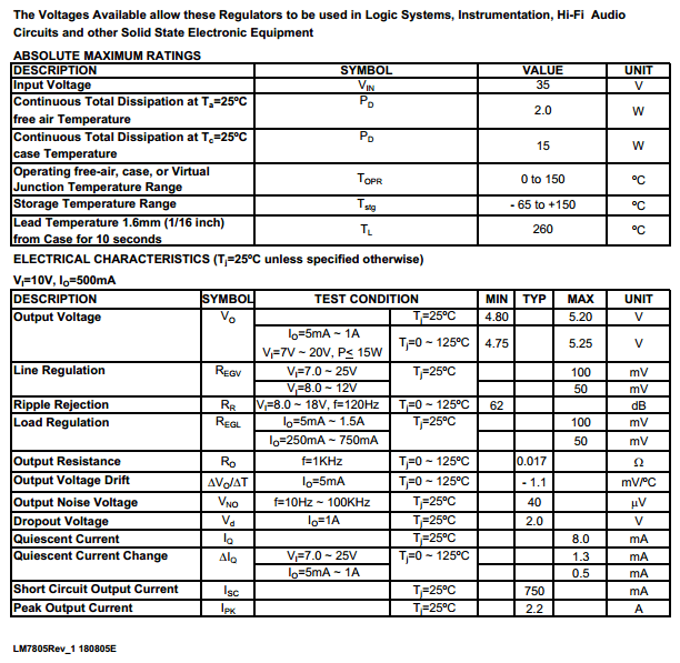 Lm Pinout V Positive Voltage Regulator