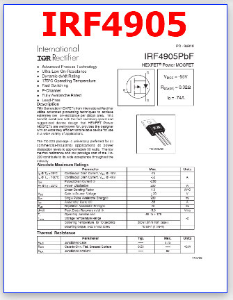 IRF4905 Datasheet Meta Search