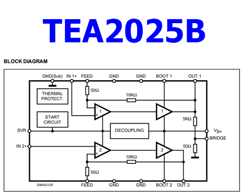 TEA2025B Audio Amplifer ( Pinout )